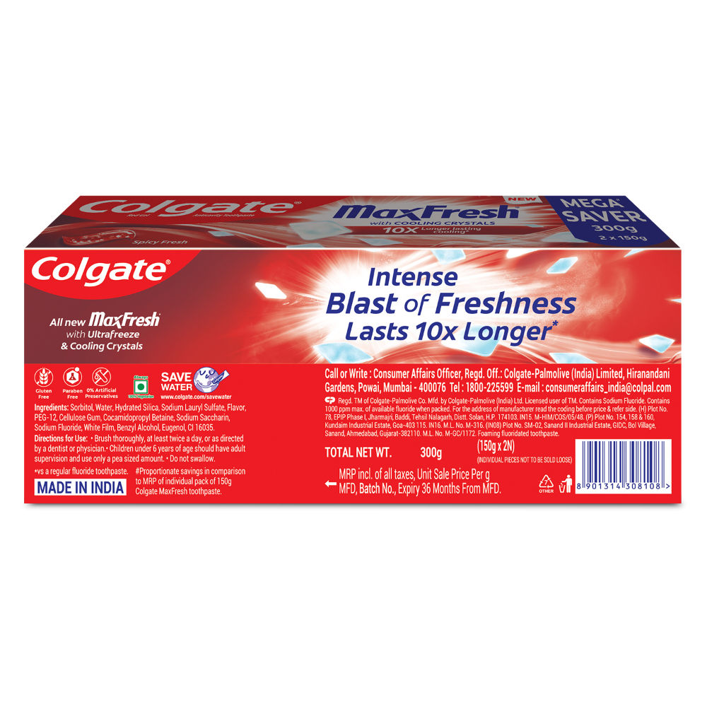 Colgate Maxfresh Toothpaste, Red Gel Paste With Menthol For Super Fresh Breath (Spicy Fresh)
