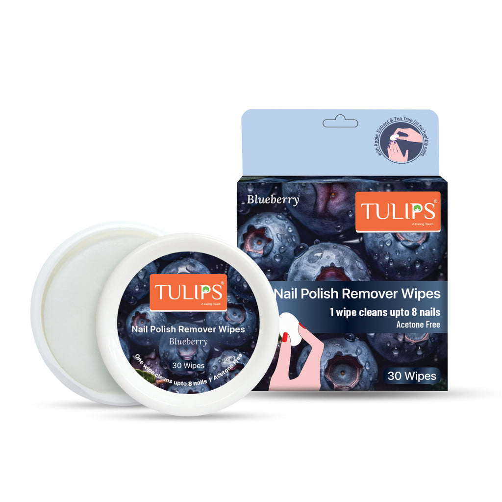 Tulips Nail Polish Remover Wipes With Blueberry Fruit Extracts & Tea Tree oil