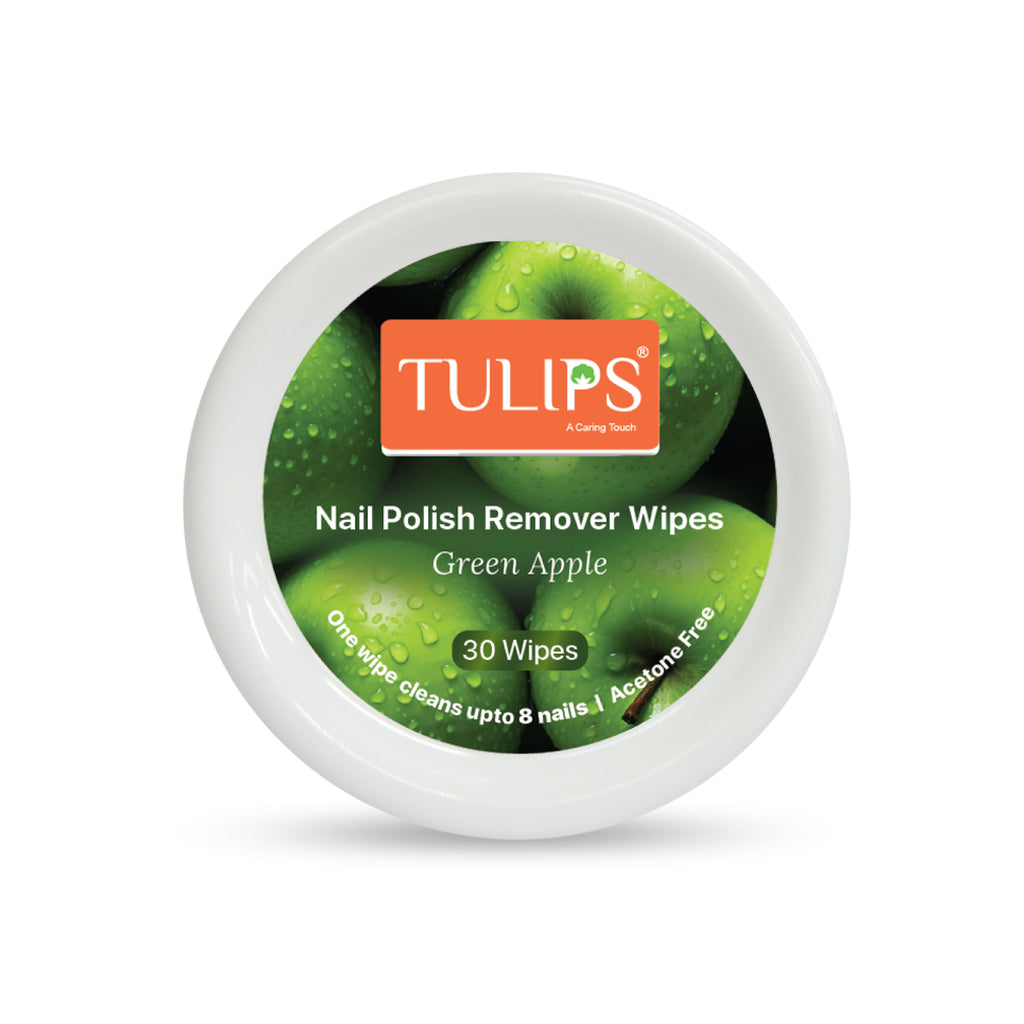 Tulips Nail Polish Remover Wipes With Green Apple Extracts & Tea Tree Oil