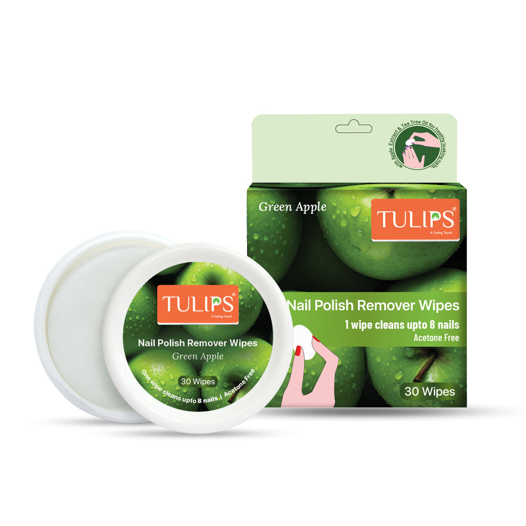 Tulips Nail Polish Remover Wipes With Green Apple Extracts & Tea Tree Oil