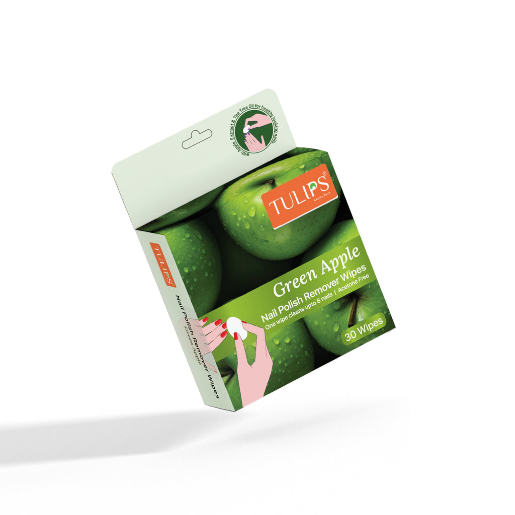 Tulips Nail Polish Remover Wipes With Green Apple Extracts & Tea Tree Oil