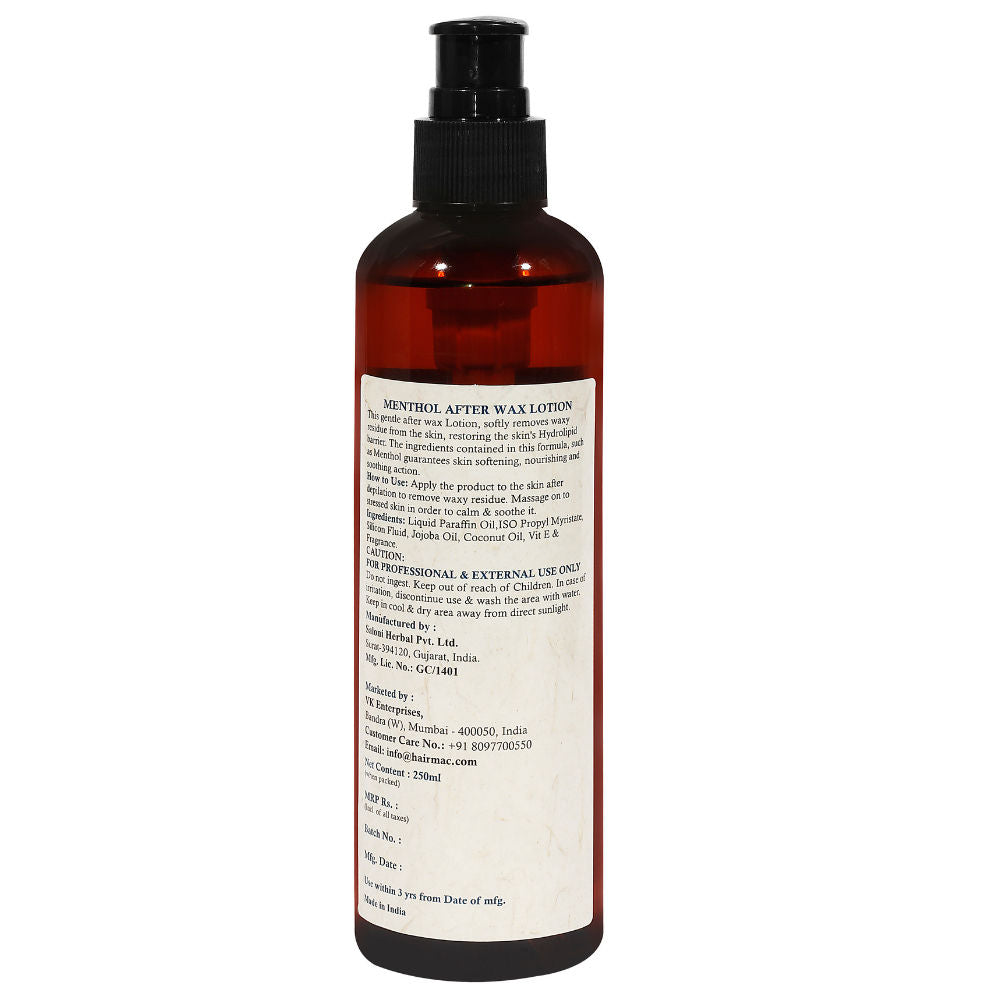 Hairmac Professional Menthol After Wax Lotion for Calming Skin and Removing Rashes