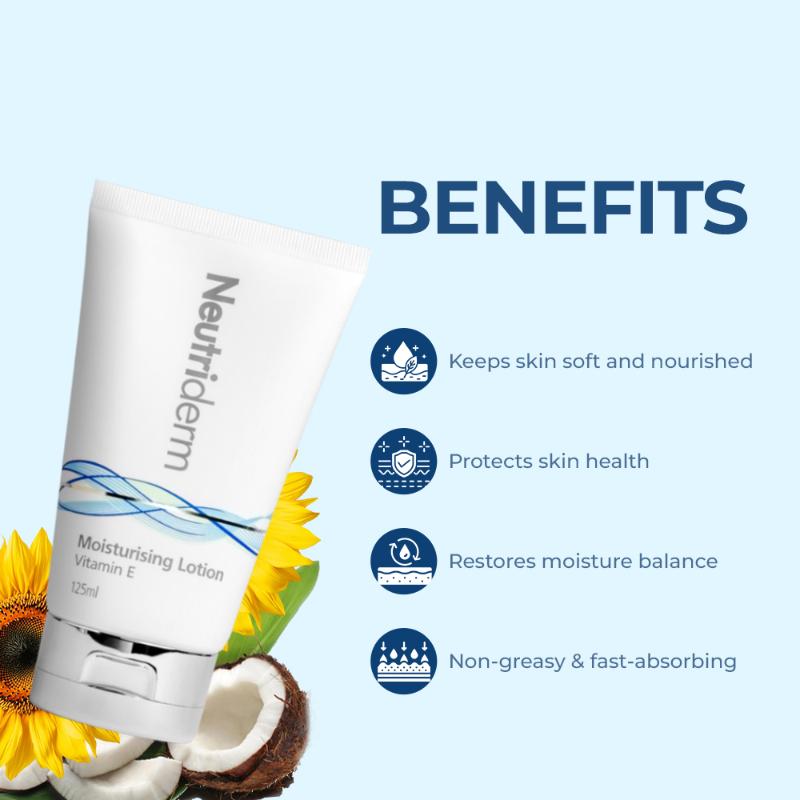 Neutriderm Moisturising Face & Body Lotion For Dry, Aging, Wrinkles, Acne, Red Skin With Vitamin E