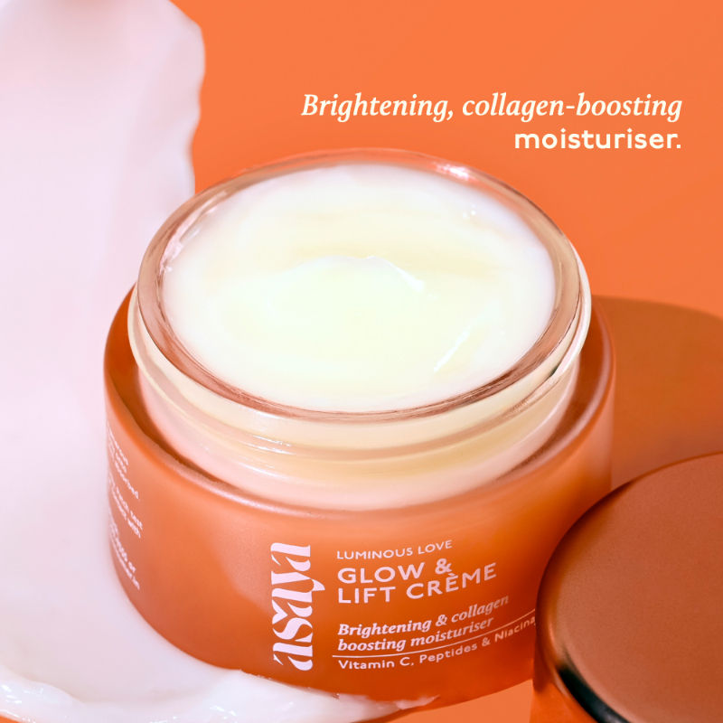 Asaya Vit C & Niacinamide Moisturizer for All Skin Types, Brightening Collagen Cream with Peptides