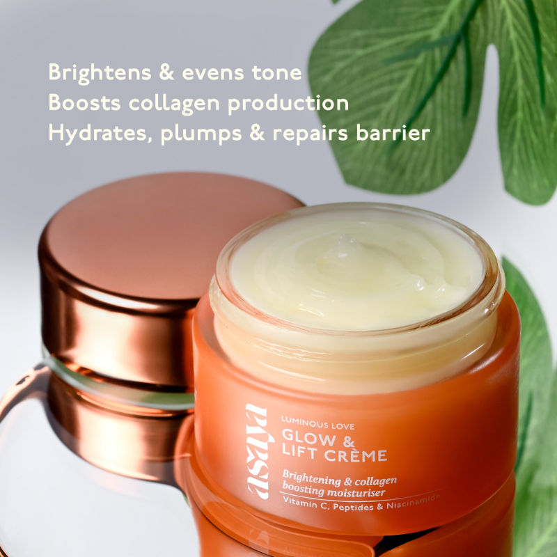 Asaya Vit C & Niacinamide Moisturizer for All Skin Types, Brightening Collagen Cream with Peptides