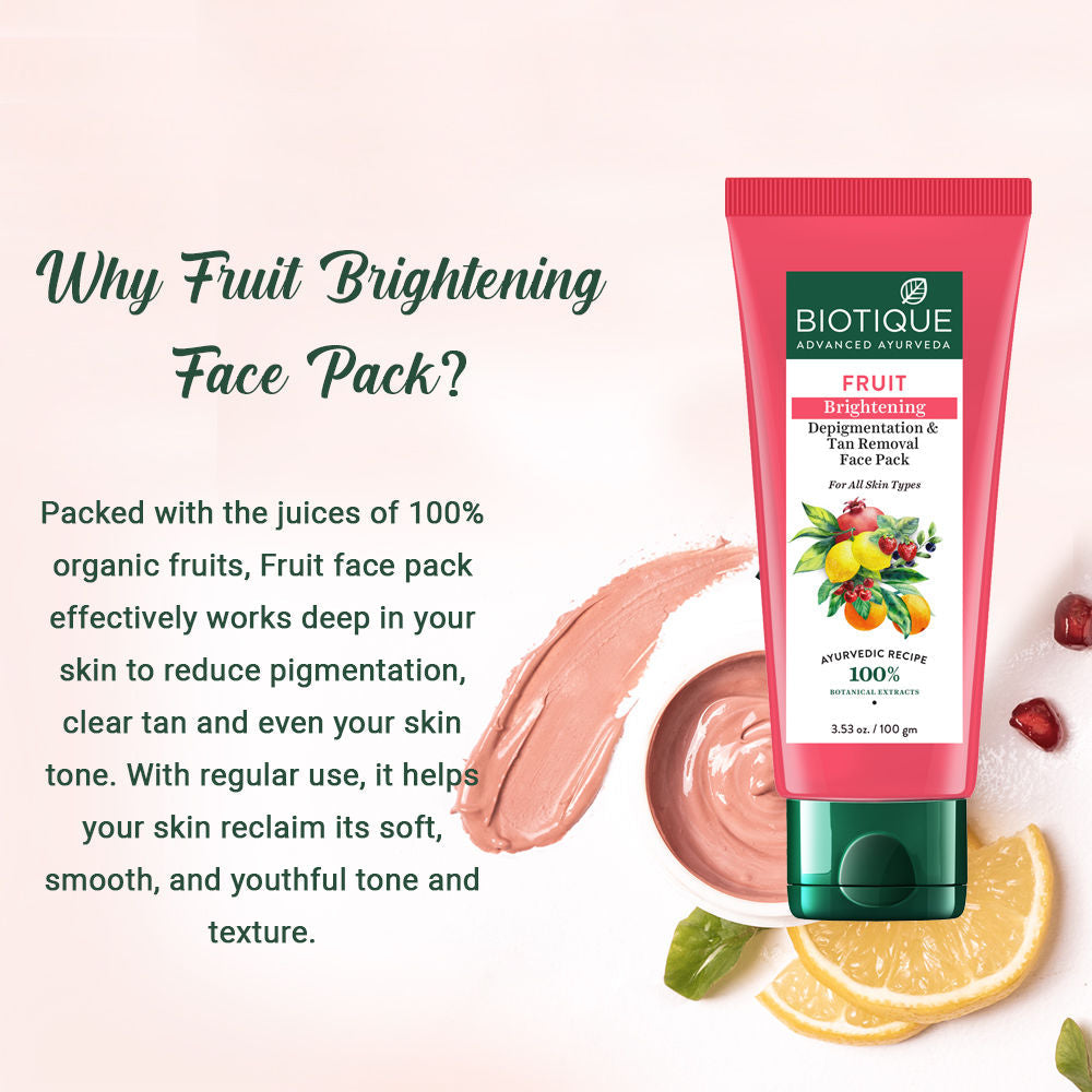 Biotique BIO Fruit Whitening & Depigmentation Tan Removal Face Pack