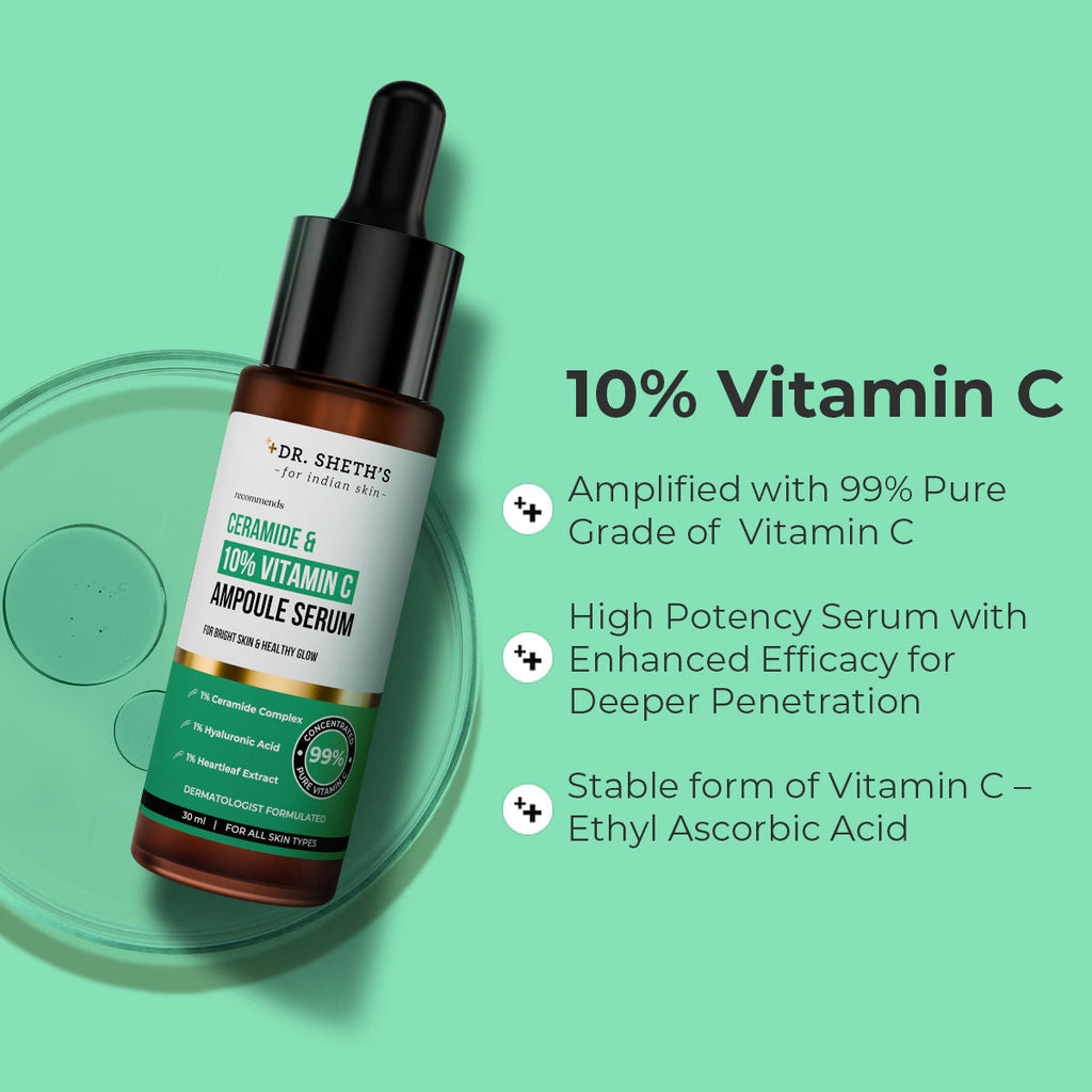 Dr. Sheth's Non-Irritating Ceramide & 10% Vitamin C Ampoule Serum For All Skin Types