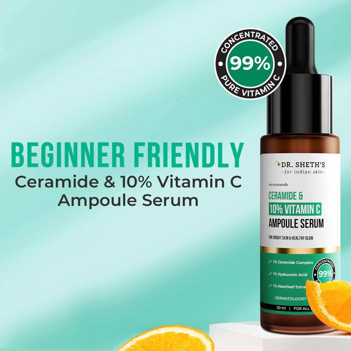 Dr. Sheth's Non-Irritating Ceramide & 10% Vitamin C Ampoule Serum For All Skin Types