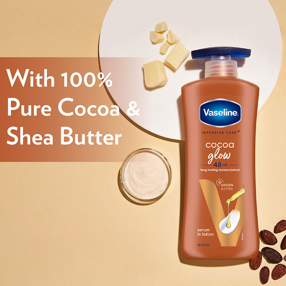 Vaseline Cocoa Glow Serum In Lotion, 600 ml , 100% Pure Cocoa & Shea Butter for Glowing & Soft Skin