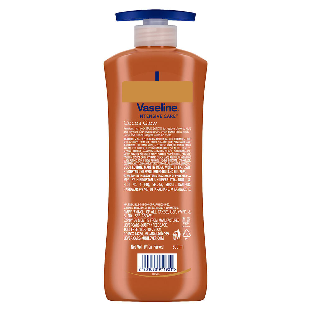 Vaseline Cocoa Glow Serum In Lotion, 600 ml , 100% Pure Cocoa & Shea Butter for Glowing & Soft Skin