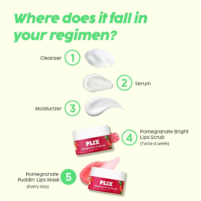 Plix Pomegranate Plump Lips Puddin’ Mask for Dry Lips With Chiuri Butter + Vit C, Lightens Dark Lips