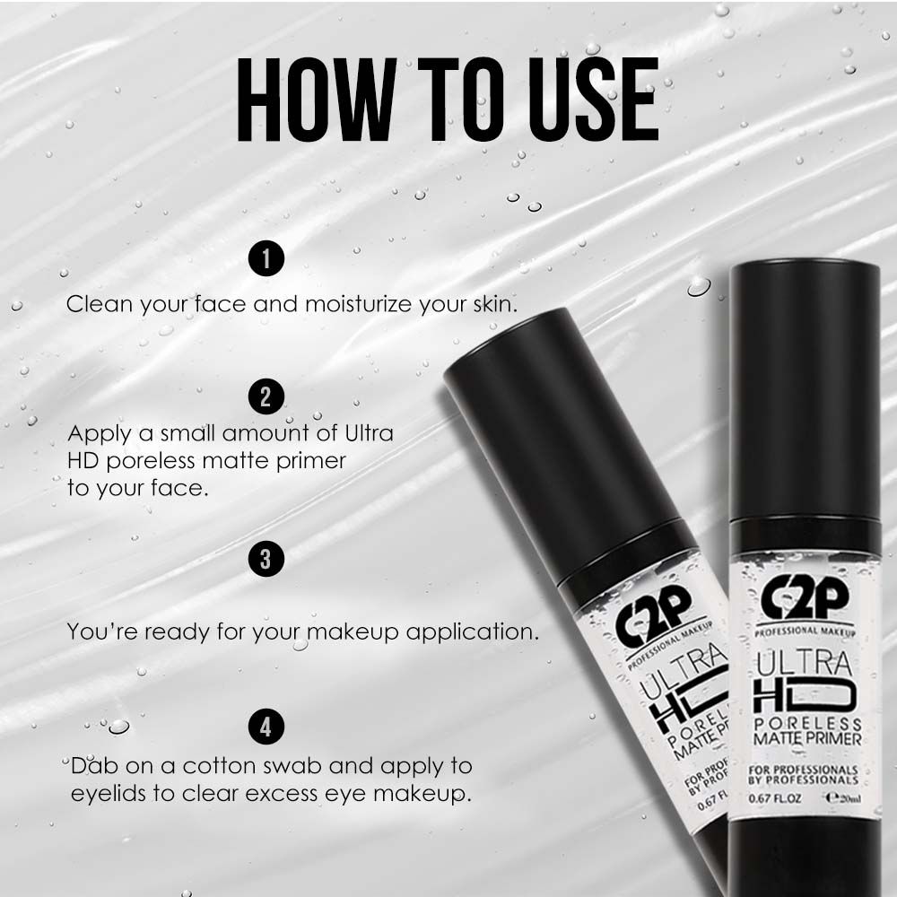 C2P Pro Ultra HD Poreless Peach Matte Highlighting Pre Base Primer Absorbs Oil and Hydrates Skin