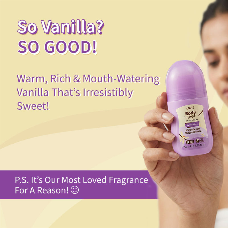 Plum BodyLovin Vanilla Vibes Deodorant Roll-On Controls Underarm Odor 50Ml