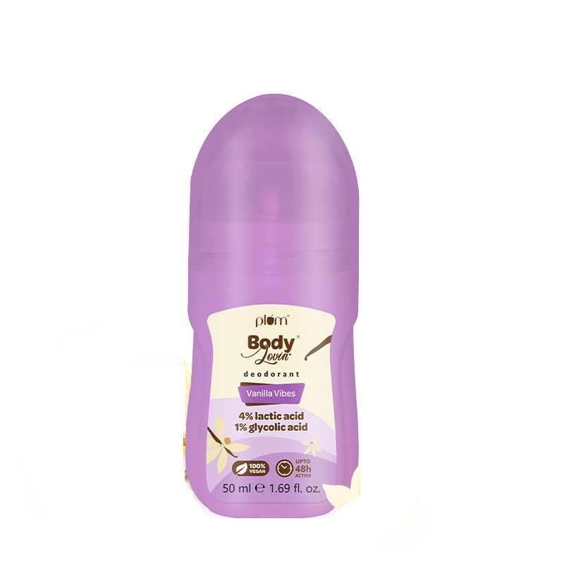 Plum BodyLovin Vanilla Vibes Deodorant Roll-On Controls Underarm Odor 50Ml