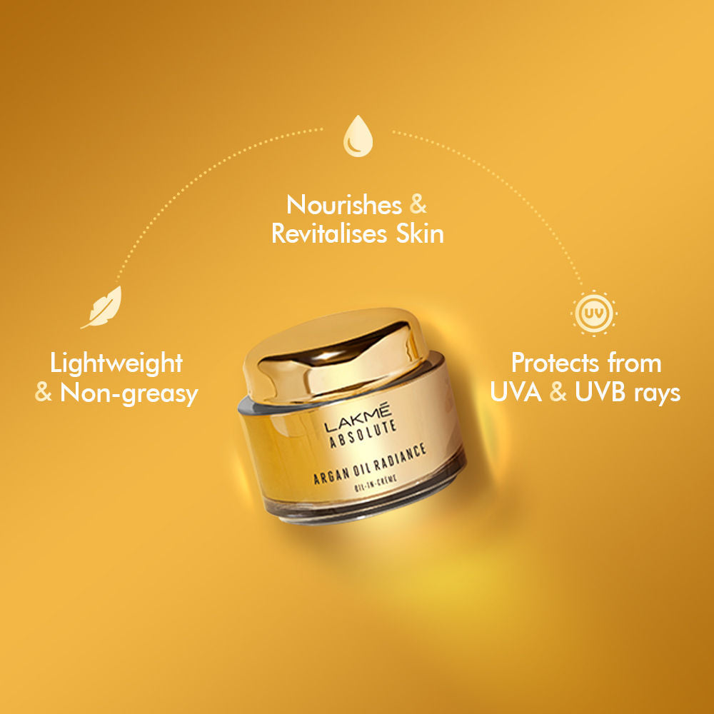Lakme Absolute Argan Oil Radiance Overnight Oil-In-Creme with Moroccan Argan Oil SPF 30 PA++