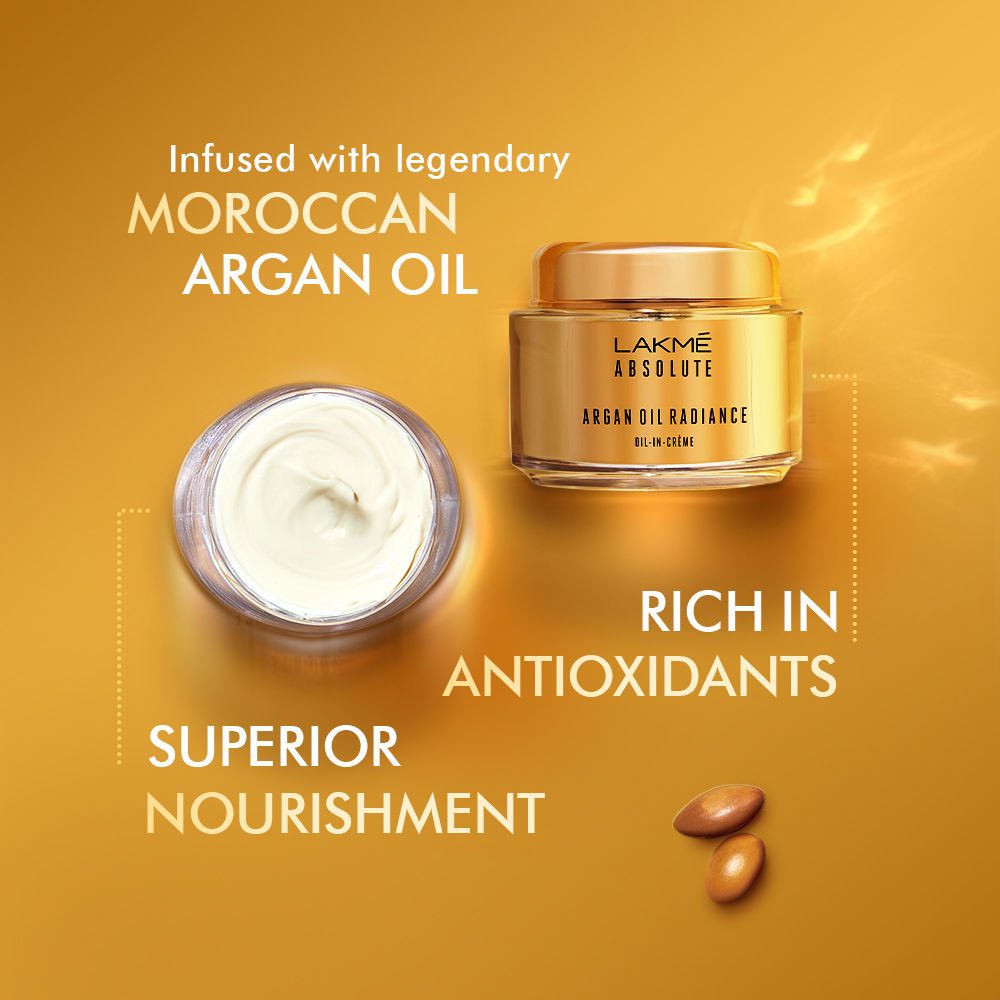 Lakme Absolute Argan Oil Radiance Overnight Oil-In-Creme with Moroccan Argan Oil SPF 30 PA++