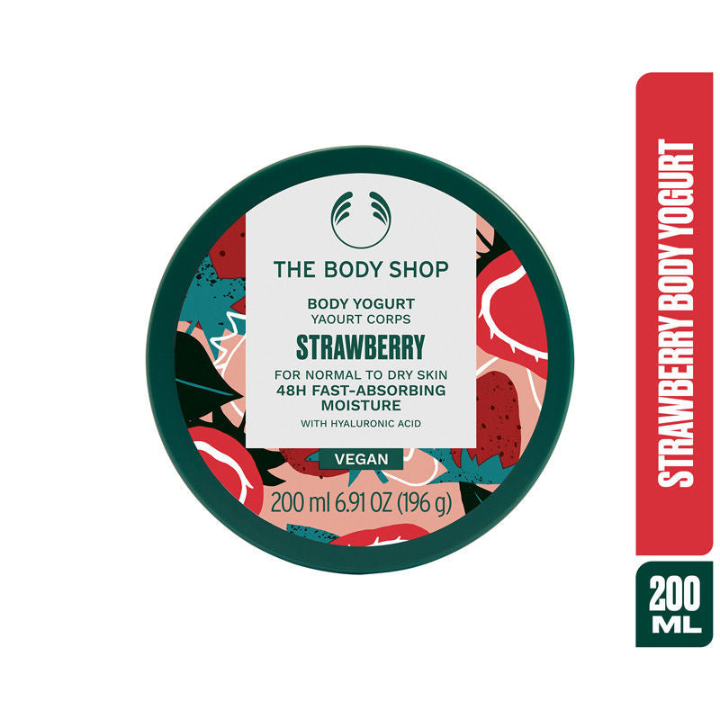 The Body Shop Strawberry Body Yogurt, 48-Hour Hydration, Strawberry Oil & Shea Butter