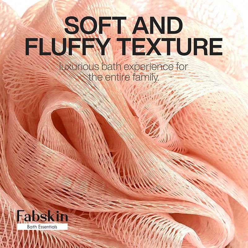 Fabskin Loofah Duo Pack- Bath Brush With Long Handle & Round Loofah- For Men & Women- Peach & White