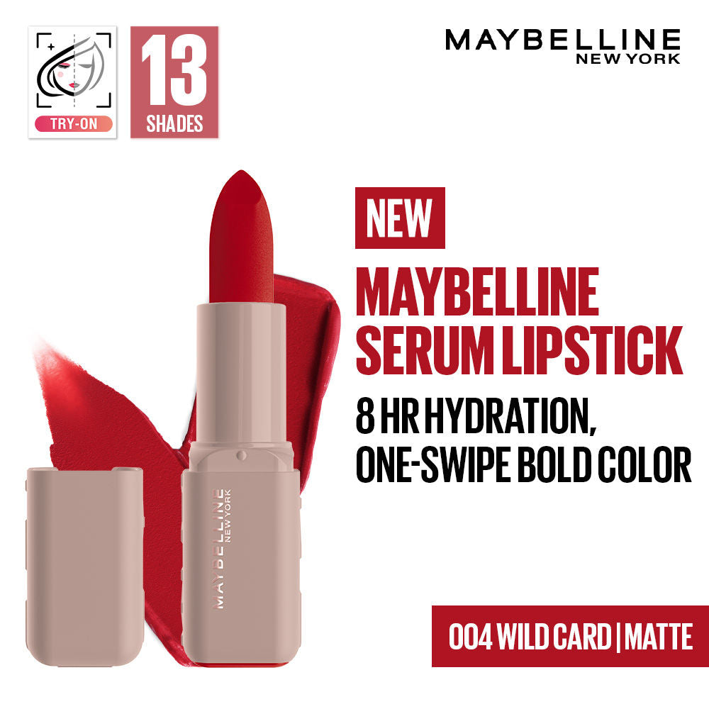 Maybelline Serum Matte Lipstick - 8Hr hydration, One-Swipe Bold Color
