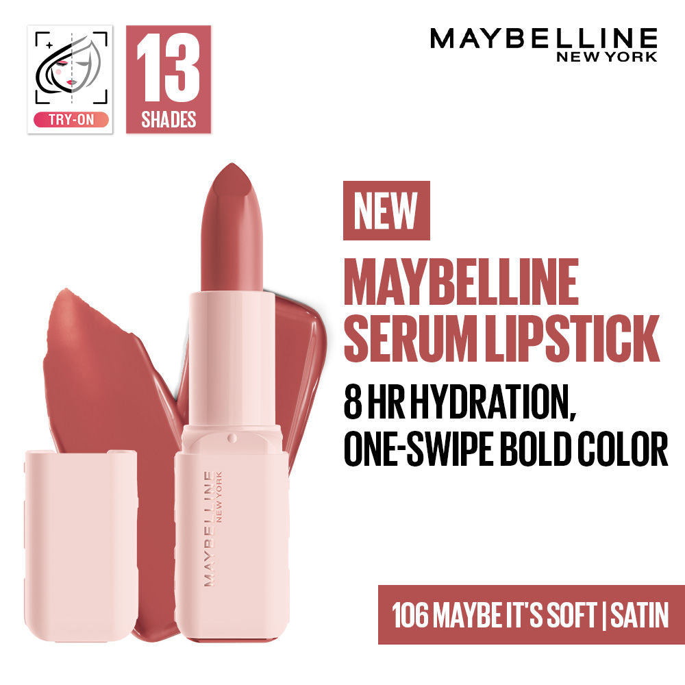 Maybelline Serum Matte Lipstick - 8Hr hydration, One-Swipe Bold Color