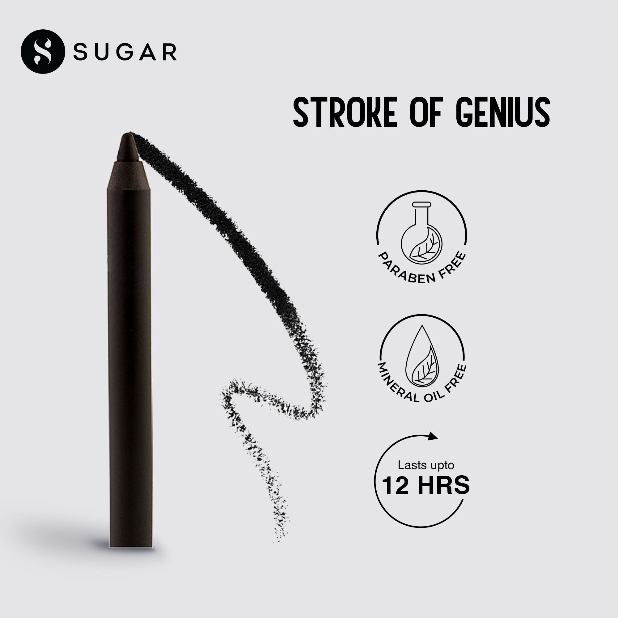 SUGAR Stroke Of Genius Heavy Duty Kohl With Free Sharpener - 01 Back To Black