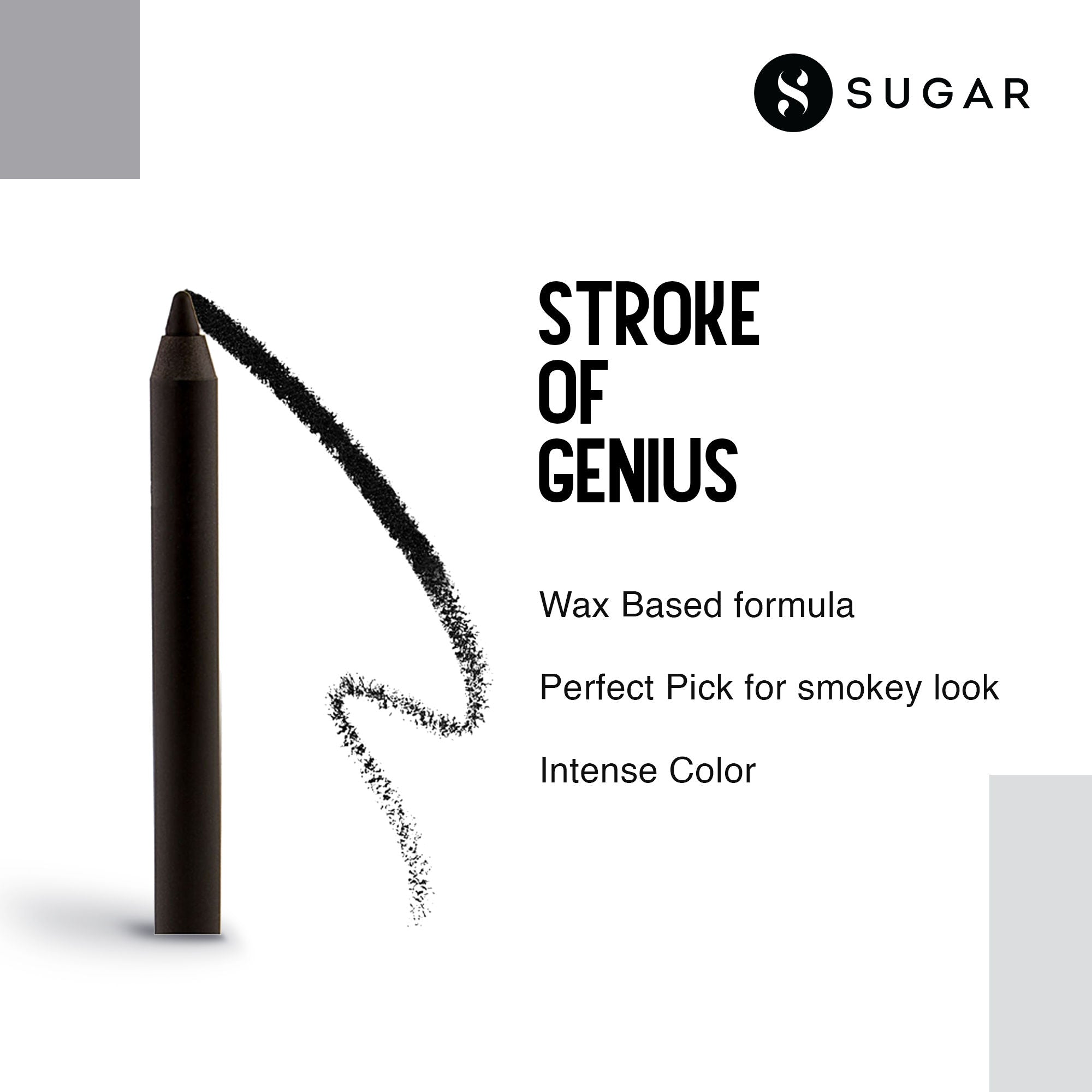 SUGAR Stroke Of Genius Heavy Duty Kohl With Free Sharpener - 01 Back To Black