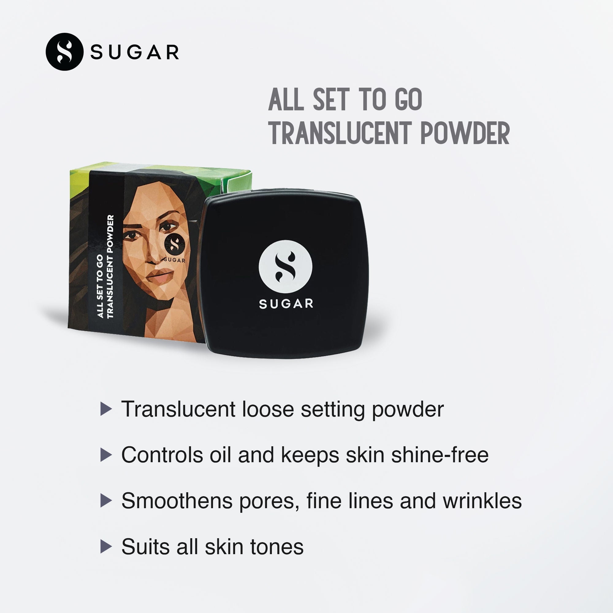 SUGAR All Set To Go Translucent Powder For Face|Setting Loose Powder |Lightweight| Matte Finish