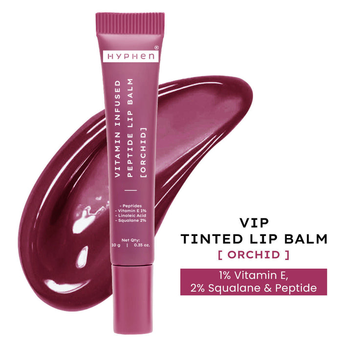 Hyphen Tinted Lip Balm ,Brightens Dark & Dry Lips - 1% Vitamin E, Peptide & Squalane - Orchid, Mauve