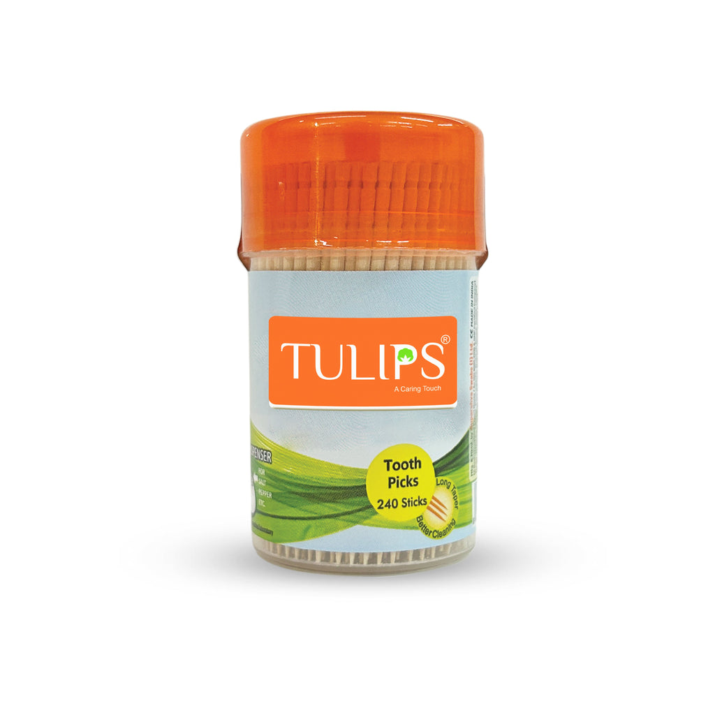 Tulips Wooden Tooth Picks 240 Sticks in a Re-Usable Dispenser
