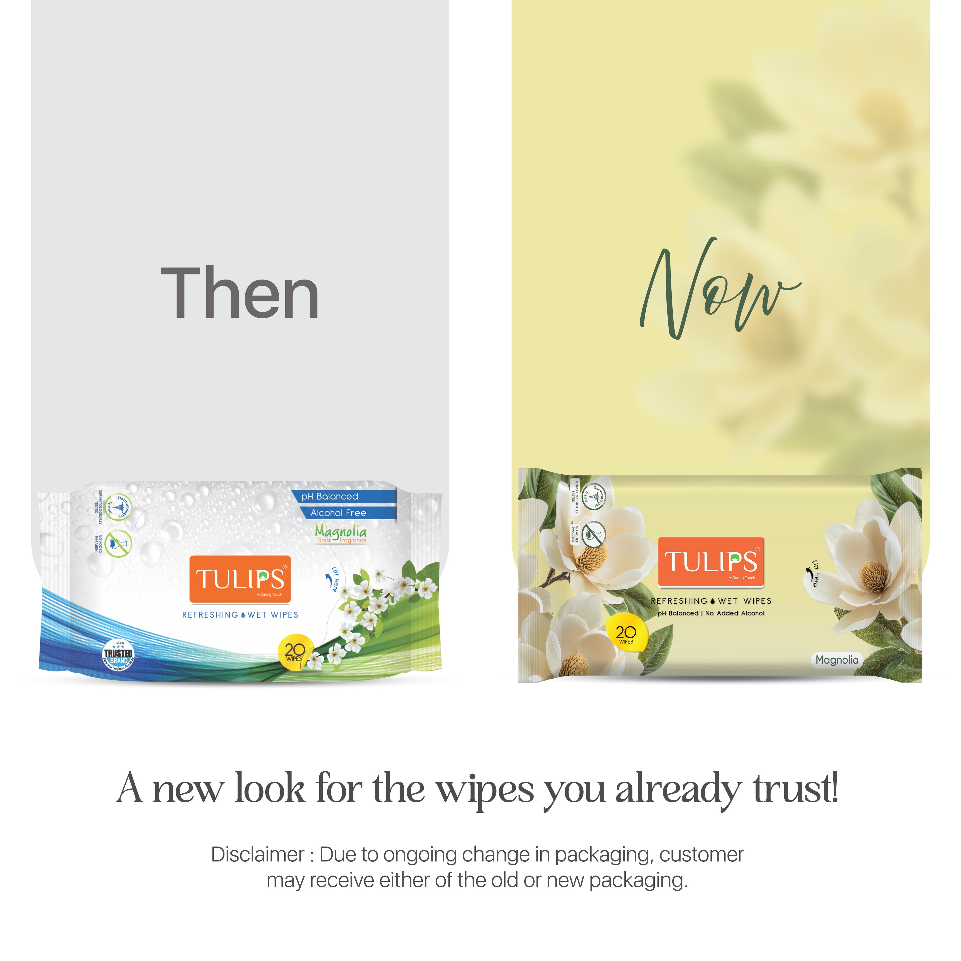 Tulips Refreshing, Daily Face Cleaning Wet Wipes Magnolia Fragrance