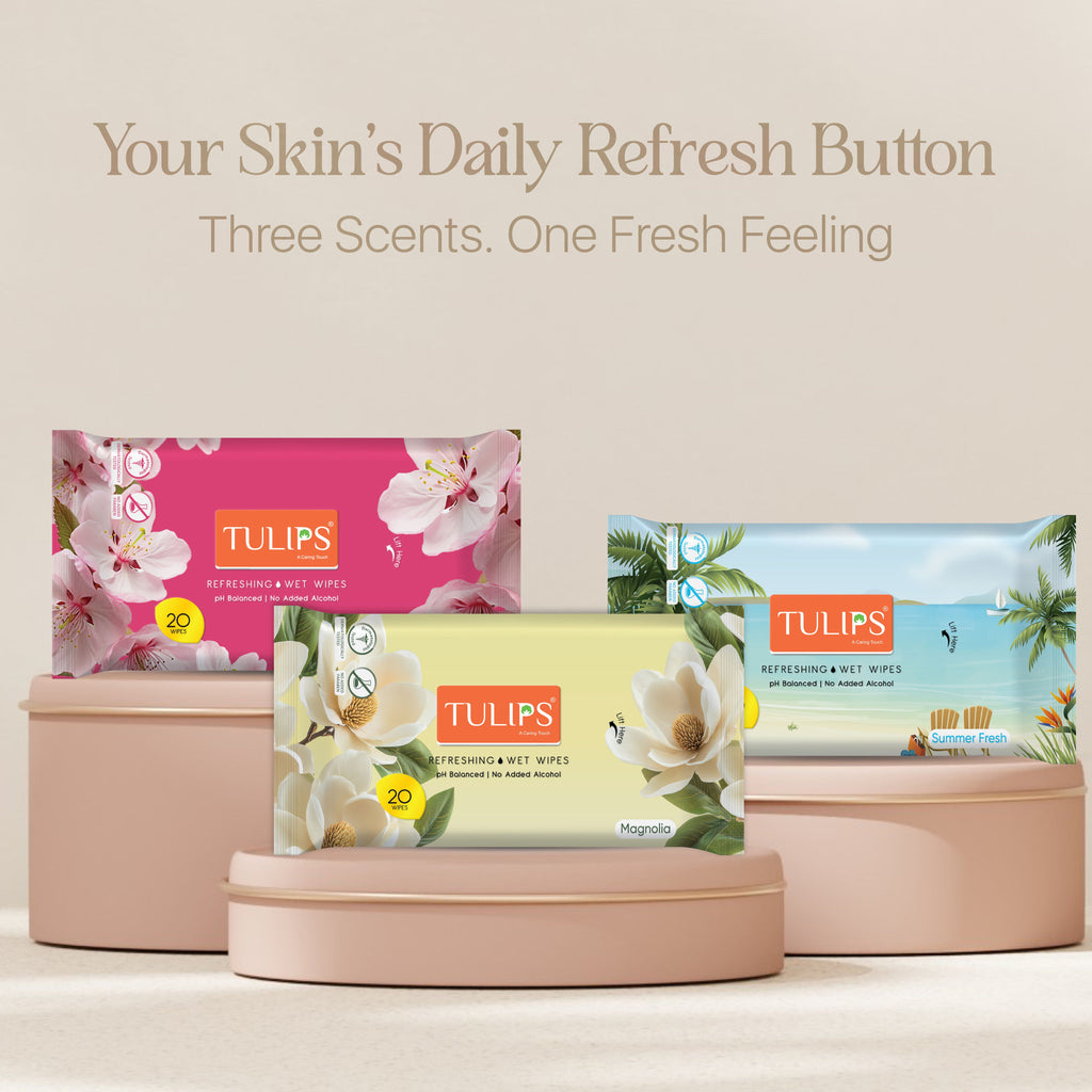 Tulips Refreshing, Daily Face Cleaning Wet Wipes Magnolia Fragrance