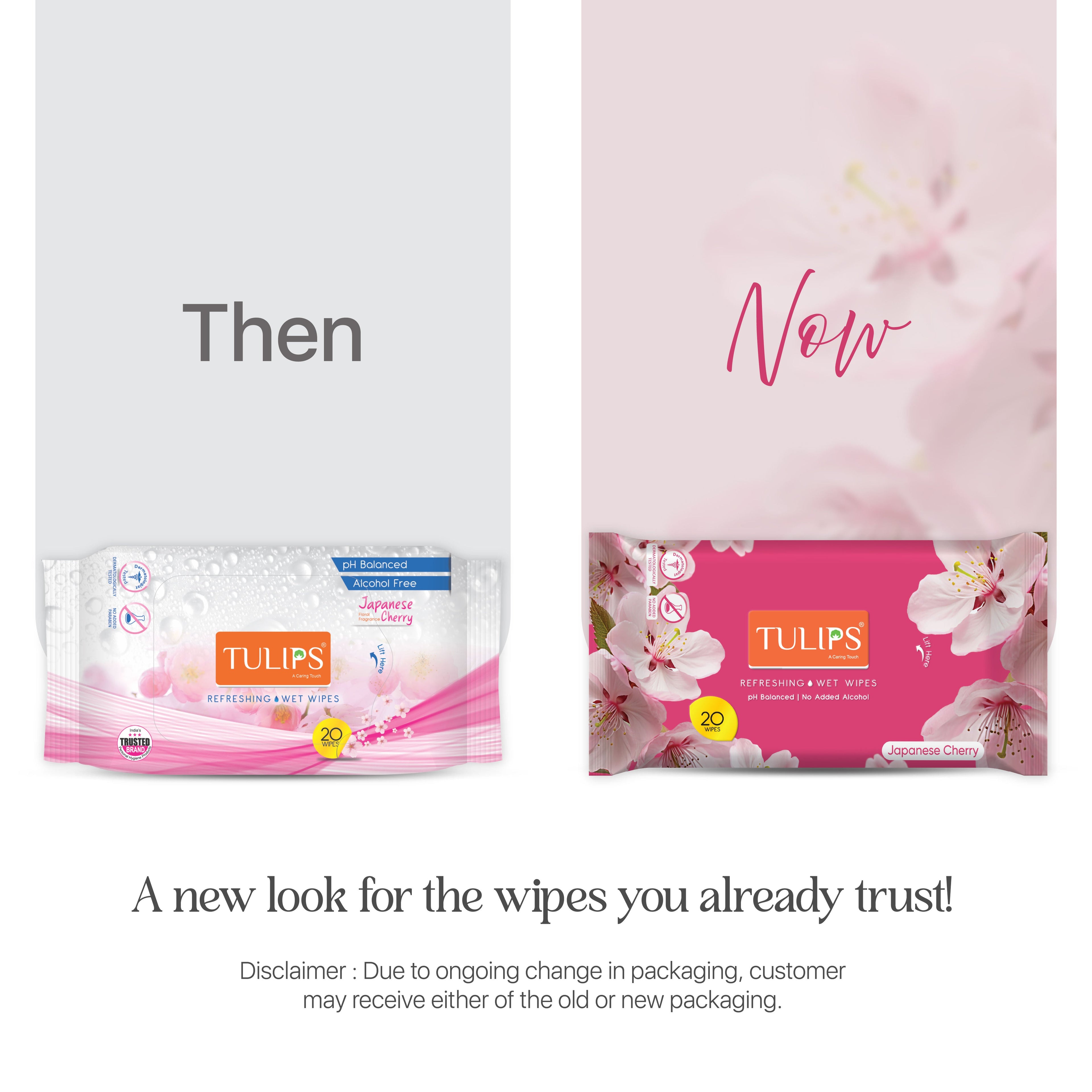 Tulips Refreshing, Face Cleansing Wet Wipes Japanese Cherry Fragrance