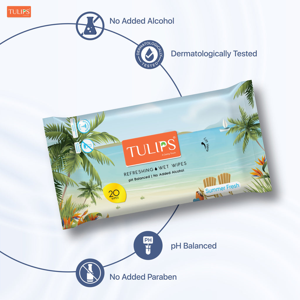 Tulips Refreshing Wet Wipes Summer Fresh Fragrance