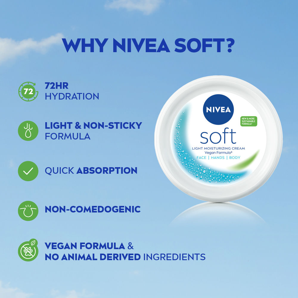 NIVEA Soft Vit E Light Non Sticky Face Moisturiser Cream Fresh & Hydrated Skin For All Skin Types