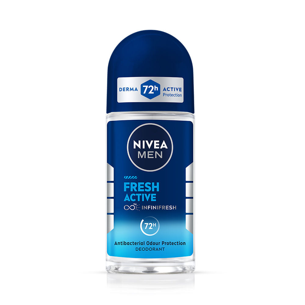 NIVEA MEN Deodorant Roll On, Fresh Active, 48h Long lasting Freshness