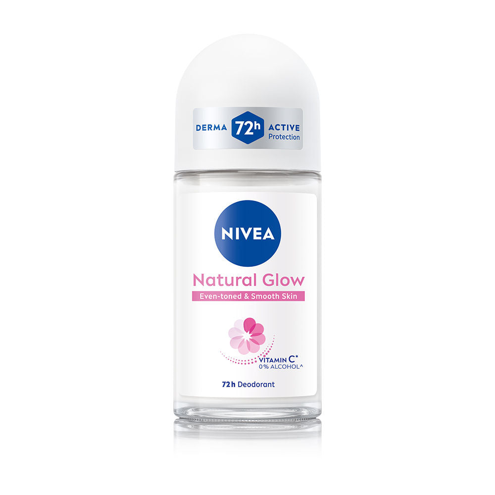NIVEA Natural Glow Even Toned Vit C & 0% Alcohol Deo Underarm Roll On 72Hr Active Protection
