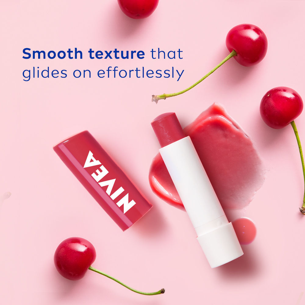 NIVEA Tinted Lip Balm With Natural Oils & 24H Melt-In Moisture Cherry Shine
