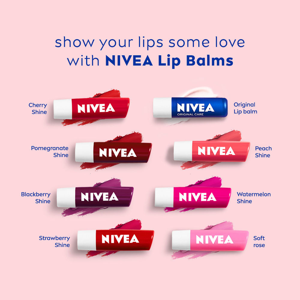 NIVEA Tinted Lip Balm With Natural Oils & 24H Melt-In Moisture Cherry Shine