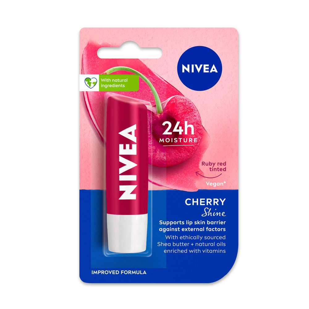 NIVEA Tinted Lip Balm With Natural Oils & 24H Melt-In Moisture Cherry Shine