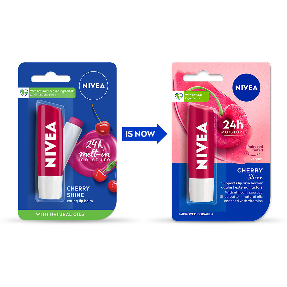 NIVEA Tinted Lip Balm With Natural Oils & 24H Melt-In Moisture Cherry Shine