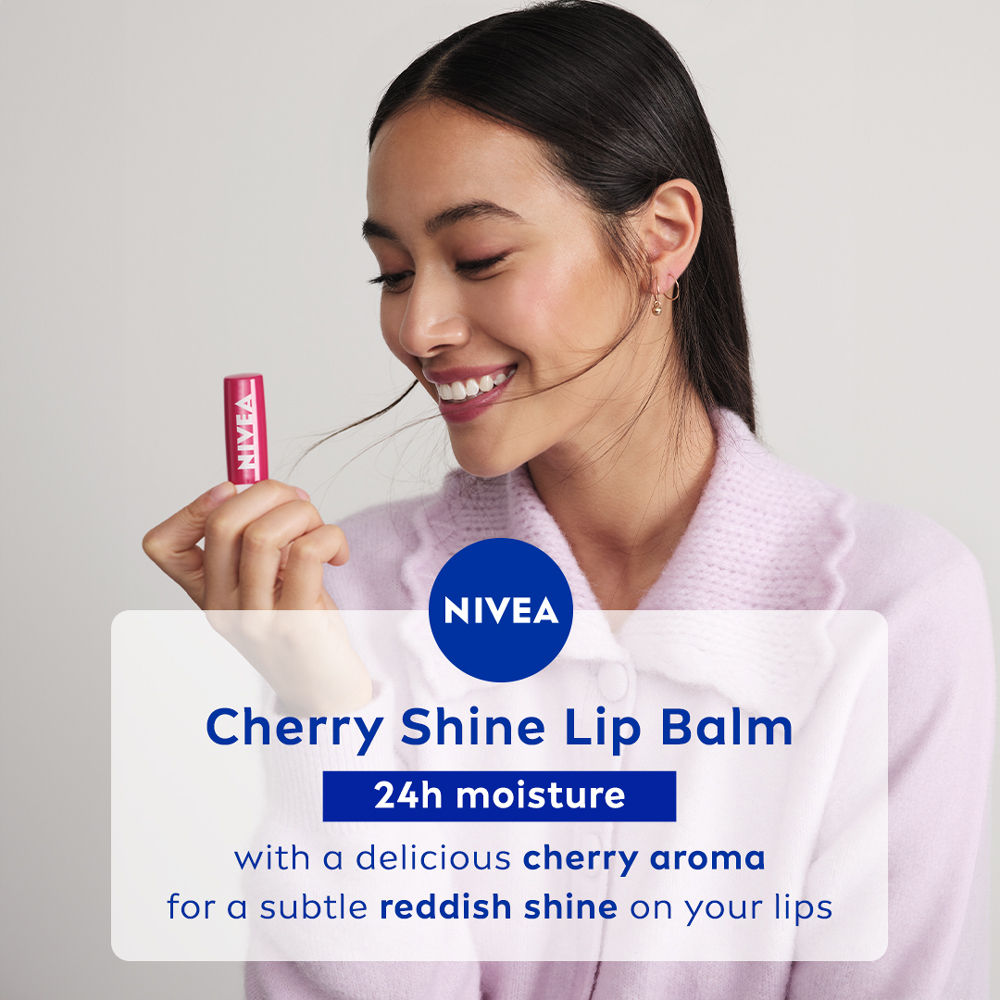 NIVEA Tinted Lip Balm With Natural Oils & 24H Melt-In Moisture Cherry Shine
