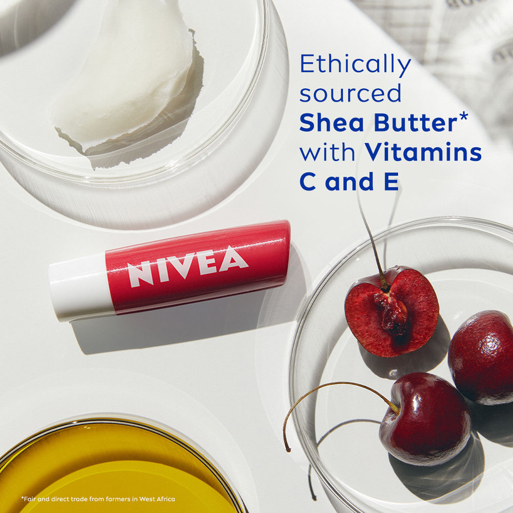 NIVEA Tinted Lip Balm With Natural Oils & 24H Melt-In Moisture Cherry Shine