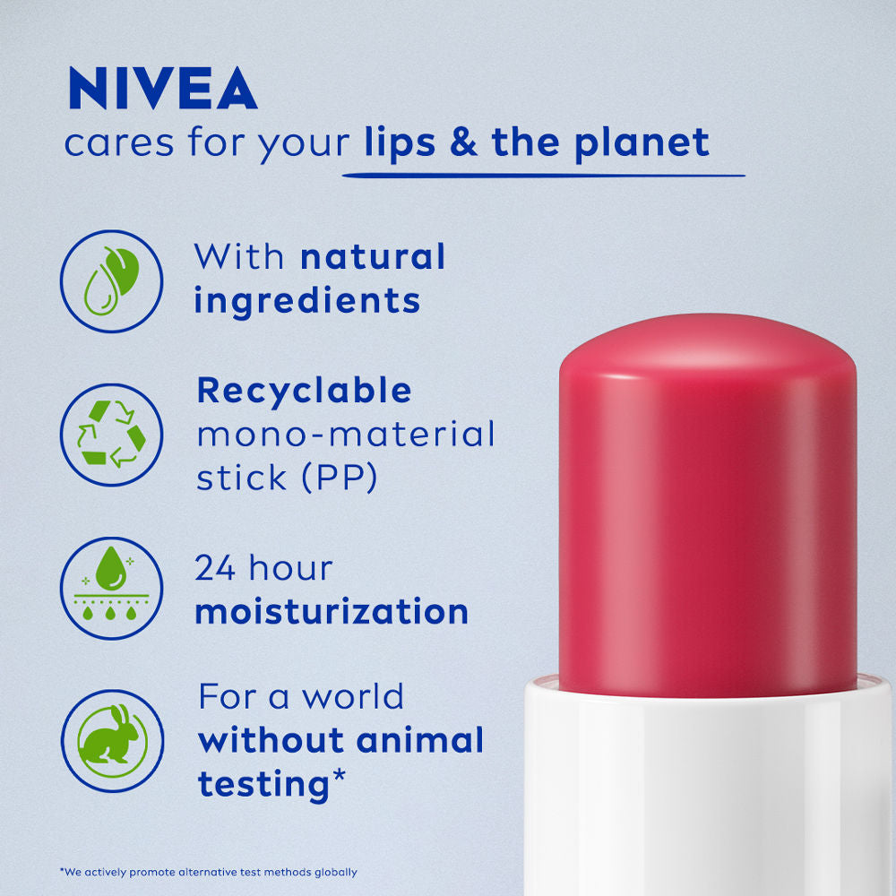 NIVEA Tinted Lip Balm With Natural Oils & 24H Melt-In Moisture Cherry Shine