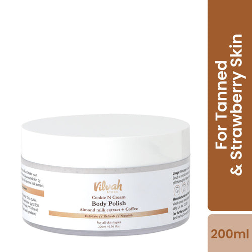 VILVAH Cookie N Cream Exfoliating Coffee Body Polish Scrub, with Shea Butter & Almond Milk Extracts