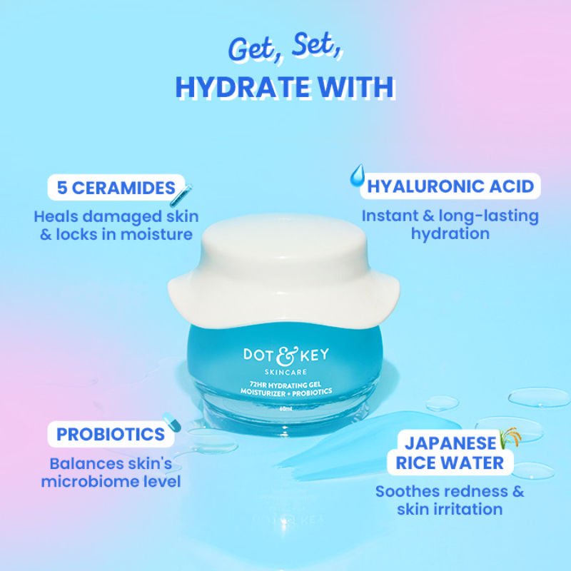 Dot & Key 72Hr Hydrating Lightweight Gel Face Moisturizer With Hyaluronic Acid & Probiotics