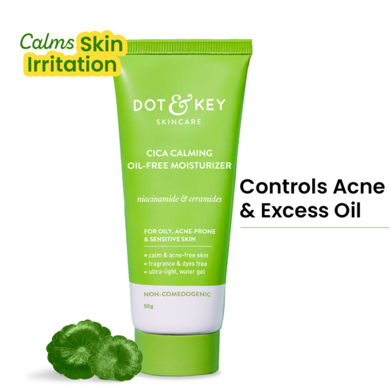 Dot & Key Cica Calming Oil-Free Moisturizer, With Niacinamide, For Oily, Acne-Prone Skin