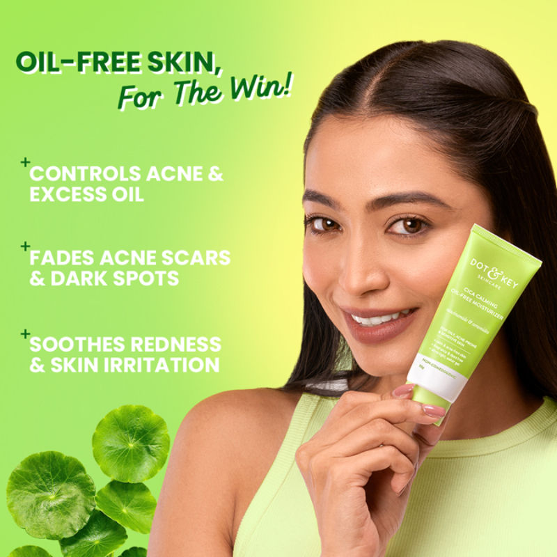Dot & Key Cica Calming Oil-Free Moisturizer, With Niacinamide, For Oily, Acne-Prone Skin