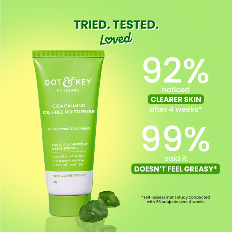 Dot & Key Cica Calming Oil-Free Moisturizer, With Niacinamide, For Oily, Acne-Prone Skin