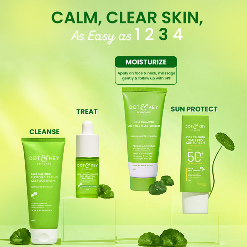 Dot & Key Cica Calming Oil-Free Moisturizer, With Niacinamide, For Oily, Acne-Prone Skin