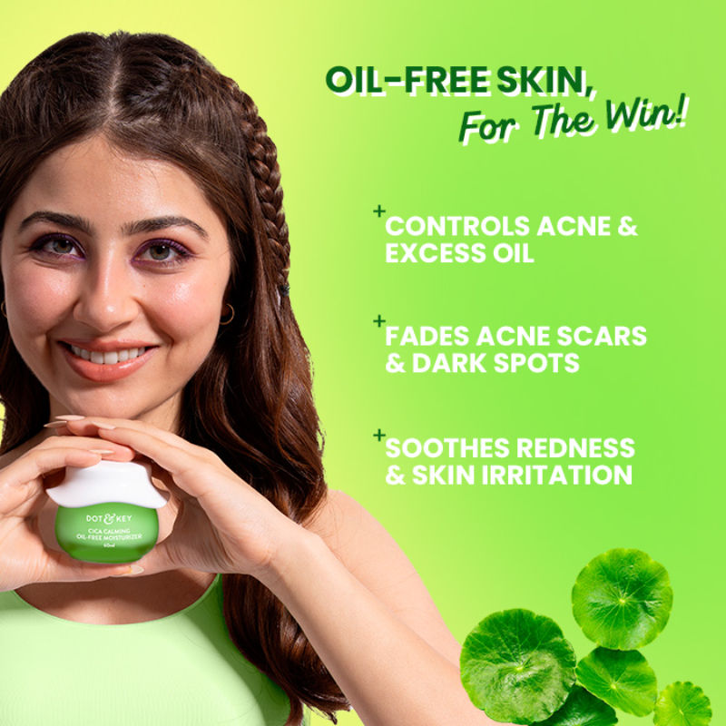 Dot & Key Cica Calming Oil-Free Moisturizer, With Niacinamide, For Oily, Acne-Prone Skin